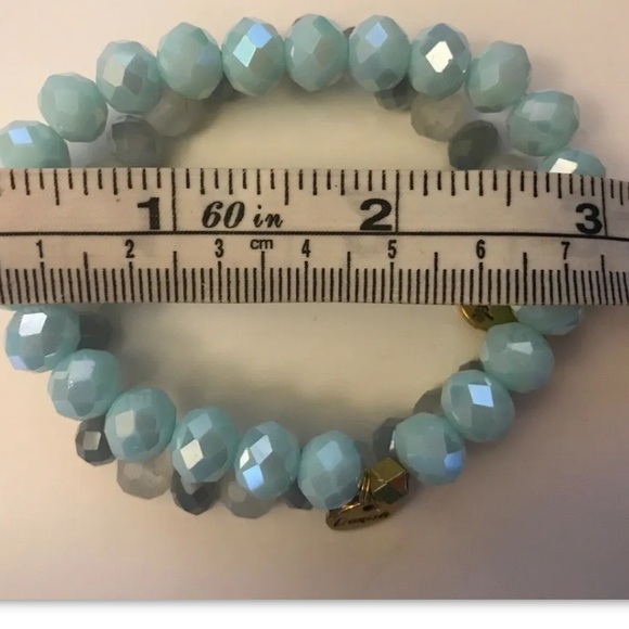 ERIMISH LOT OF 2 ELASTIC BRACELETS IN BLUE TONES - SIGNED - Picture 3 of 5